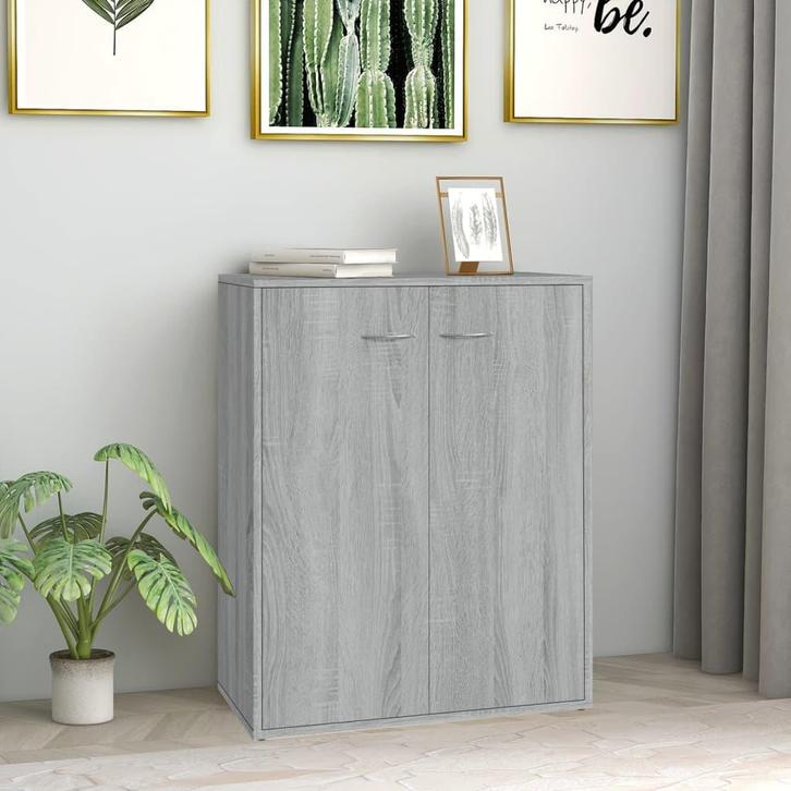 vidaXL Dressoir 60x30x75 cm bewerkt hout grijs sonoma, Huis en Inrichting, Kasten | Dressoirs, 25 tot 50 cm, Nieuw, 50 tot 100 cm