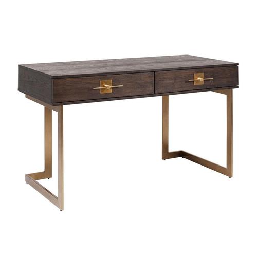 *WOONWINKEL* Kare Design Osaka Bureau Donker Hout Met Messin, Huis en Inrichting, Bureaus, Nieuw, Verzenden