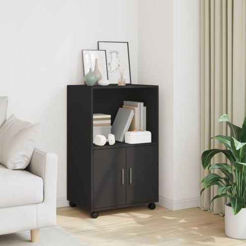 vidaXL Rolkast 55x40x91 cm bewerkt hout zwart, Huis en Inrichting, Kasten | Buffetkasten, 25 tot 50 cm, Nieuw, Overige houtsoorten