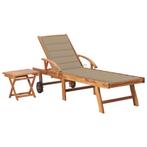 vidaXL Ligbed met tafel en kussen massief teakhout, Verzenden, Nieuw