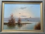 Gien van de Velde (1944-2023) - Overvliegende eenden, Antiek en Kunst, Kunst | Schilderijen | Klassiek