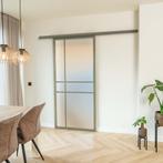 Stalen Schuifdeur met koofsysteem 6 Vlaks Olijfgroen Mat gla, Doe-het-zelf en Verbouw, Nieuw, Metaal, 75 tot 150 cm, 150 tot 225 cm