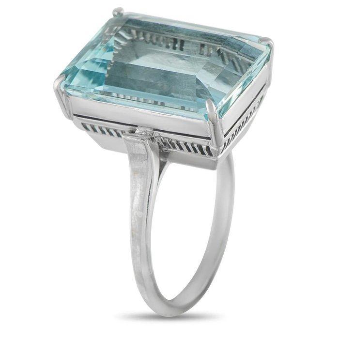 Ring Platinum 11.50ct Aquamarine ring, Platina - 11.50ct., Sieraden, Tassen en Uiterlijk, Ringen