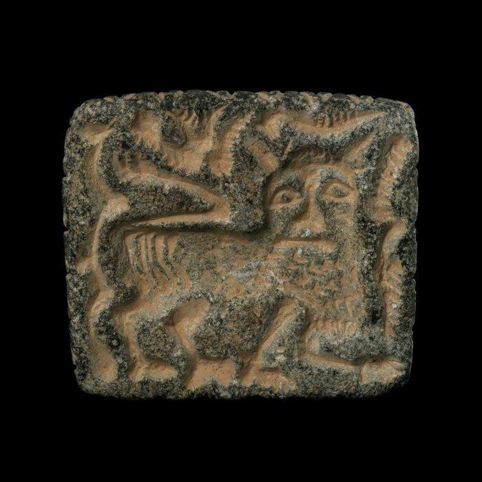 Oud-Aziatisch Steen Zegel met mythisch wezen, Antiek en Kunst, Antiek | Overige Antiek