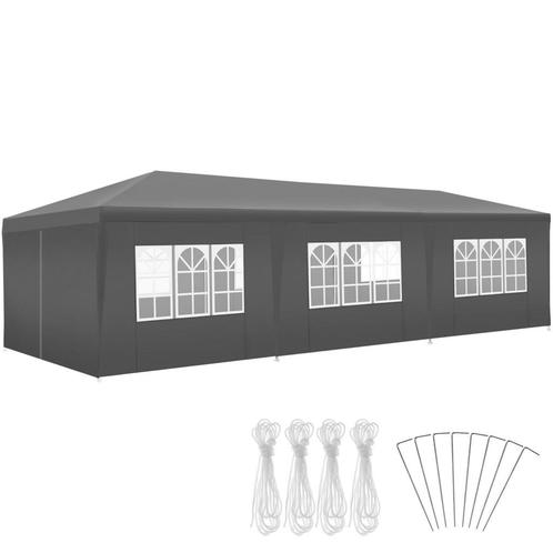 Paviljoen Miramas met 8 zijpanelen, waterdicht, 9x3m - grijs, Tuin en Terras, Partytenten, Verzenden