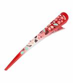 Haarspeld Duckklem Opengewerkt Glitter Bloemen 13cm Rood, Verzenden, Nieuw