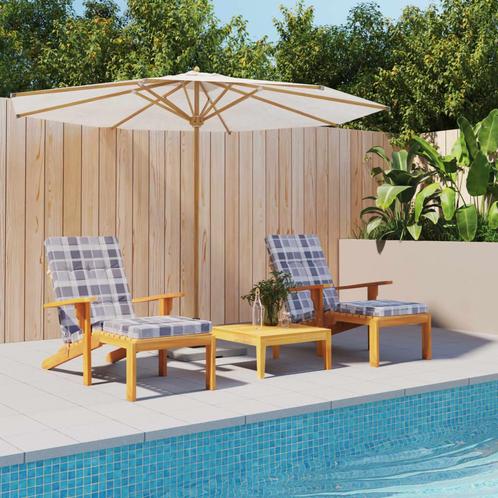 vidaXL Terrasstoelkussens 2 st ruitpatroon oxford stof grijs, Huis en Inrichting, Woonaccessoires | Kussens, Nieuw, Verzenden