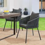 Touwstoelen - Set van 2 - Incl. Zit- en Rugkussens - Donkerg, Verzenden, Nieuw