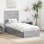 vidaXL Opslag bed met hoofdeinde Beton Grijs 75 x 190 cm, Verzenden, Nieuw, Grijs, Hout