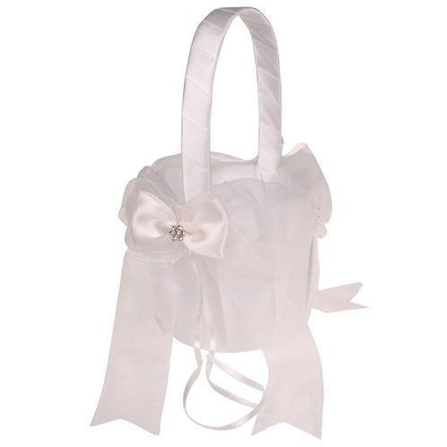 Bloemenmandje Wit met Organza Strik, Pareltjes en Strass NIE, Kleding | Dames, Trouwkleding en Trouwaccessoires, Nieuw, Ophalen of Verzenden