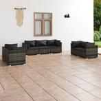 vidaXL 7-delige Loungeset met kussens poly rattan grijs, Verzenden, Nieuw, Rotan, Loungeset