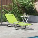 vidaXL Opvouwbaar Ligbed met Hoofdkussen Groen Textilene, Tuin en Terras, Verzenden, Nieuw