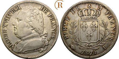 5 Francs Limoges 1814 I Frankreich: Ludwig Xviii, 1814/15..., Postzegels en Munten, Munten | Europa | Niet-Euromunten, Verzenden
