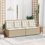 vidaXL Tuinbank met kussen Beige Poly riet, Tuin en Terras, Tuinsets en Loungesets, Verzenden, Nieuw, Rotan