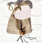 Jute giftbag met gelukspoppetje Rendier en fortune cookie, Diversen, Verzenden, Nieuw