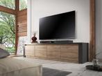 TV-Meubel | Eiken - Grijs of mat zwart | TV-kast | 170x43x48, Nieuw, 150 tot 200 cm, Overige materialen, Industrieel, modern, landelijk