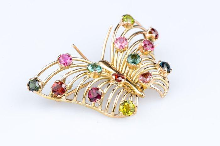 Speld - 18 karaat Geel goud - 2.80ct. tw. Gemengde, Sieraden, Tassen en Uiterlijk, Antieke sieraden