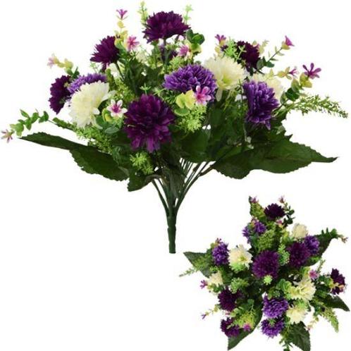Zijdeboeket 41cm spiky mum large mixed bush, Huis en Inrichting, Woonaccessoires | Kunstplanten en Kunstbloemen, Nieuw, Ophalen of Verzenden