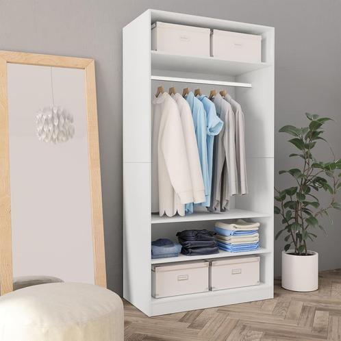 vidaXL Kledingkast 100x50x200 cm bewerkt hout wit, Huis en Inrichting, Kasten | Kledingkasten, Nieuw, Verzenden