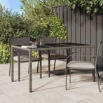 vidaXL Tuintafel 150x90x75 cm gehard glas en poly rattan, Tuin en Terras, Verzenden, Nieuw