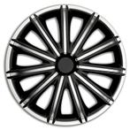 4-Delige Wieldoppenset Nero 17-inch zilver/zwart, Auto diversen, Wieldoppen, Nieuw, Verzenden