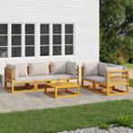 vidaXL 6-delige Loungeset met lichtgrijze kussens massief, Verzenden, Nieuw, Hardhout, Loungeset