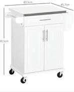 Keukeneiland met RVS Blad, Lade, Kast & Wielen – 83,5 cm, Huis en Inrichting, Keuken | Keukenelementen, Verzenden, Nieuw