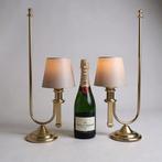 Tafellamp (2) - Quinquet-stijl - Metaal, Textiel