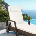 Wicker ligbed met wielen - bruin mix, Verzenden, Nieuw