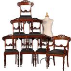 Stel van 6 eetkamerstoelen + 1 armstoel  ca 1835 incl bekl, Antiek en Kunst, Ophalen of Verzenden