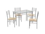 Coast Tafel met 4 stoelen - Glazen blad - Max. 20 kg - Grijs, Verzenden, Nieuw