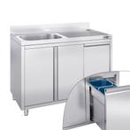 GGM Gastro | Spoelbakkast - 1200x700mm - met vuilnisbak & 1, Verzenden, Nieuw in verpakking, RVS Meubilair