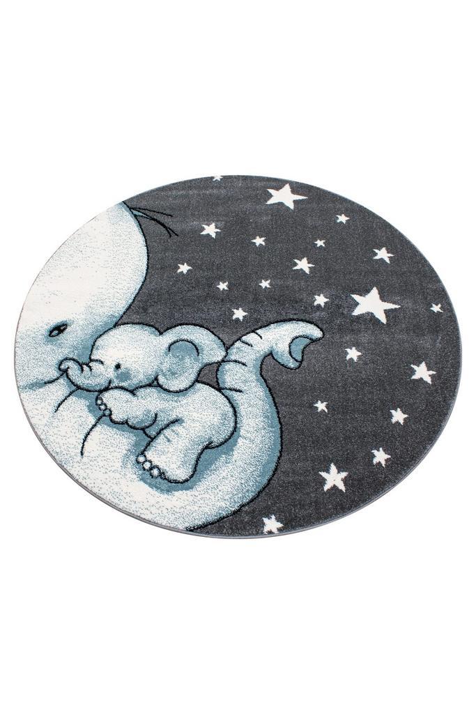 Rond Kindervloerkleed | Kids | Olifant | Blauw | 160x160 cm, Huis en Inrichting, Stoffering | Tapijten en Kleden, Verzenden