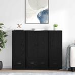 vidaXL Dressoir met lade 3 pcs Zwart Eiken Bewerkt hout, Huis en Inrichting, Verzenden, Nieuw, Overige houtsoorten, Minder dan 50 cm