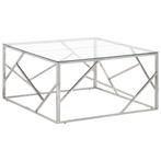 Salontafel RVS/Glas | Gebruikt | 35% Korting, Huis en Inrichting, Tafels | Salontafels, 50 tot 75 cm, Vierkant, Nieuw, Ophalen of Verzenden