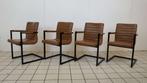 4 Bruin leren Moderne stoelen met zwart frame, Huis en Inrichting, Ophalen of Verzenden, Nieuw