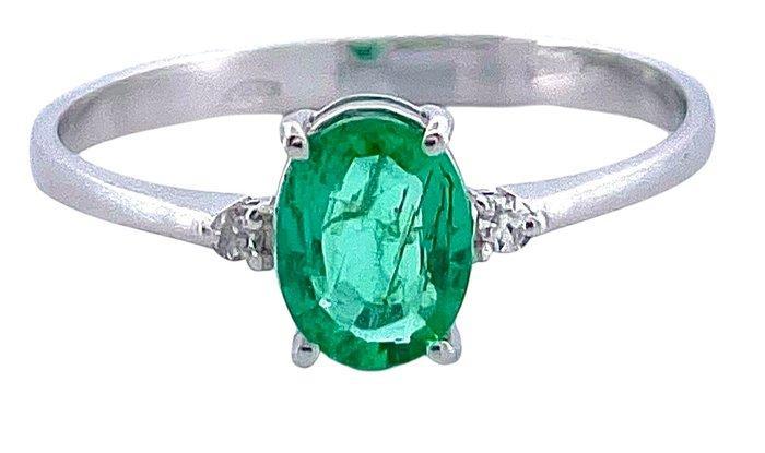 Zonder Minimumprijs - Ring - 18 karaat Witgoud Smaragd -, Sieraden, Tassen en Uiterlijk, Ringen