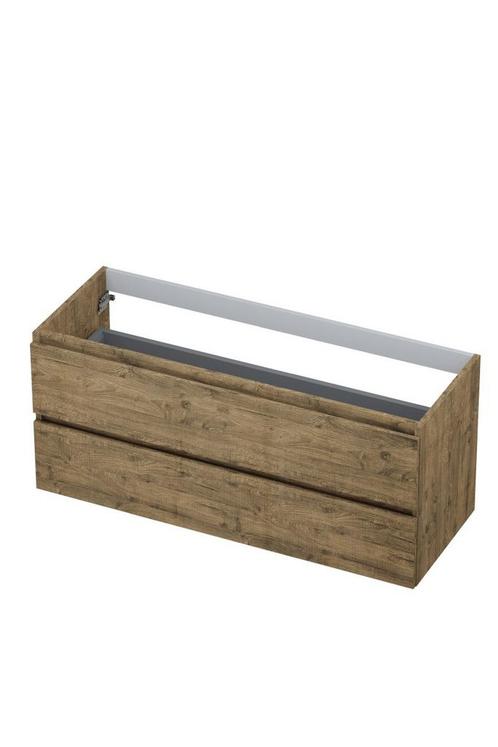 Onderkast INK 2 laden greeploos met houten keerlijst 120 cm, Doe-het-zelf en Verbouw, Sanitair, Bad, Nieuw, Ophalen of Verzenden
