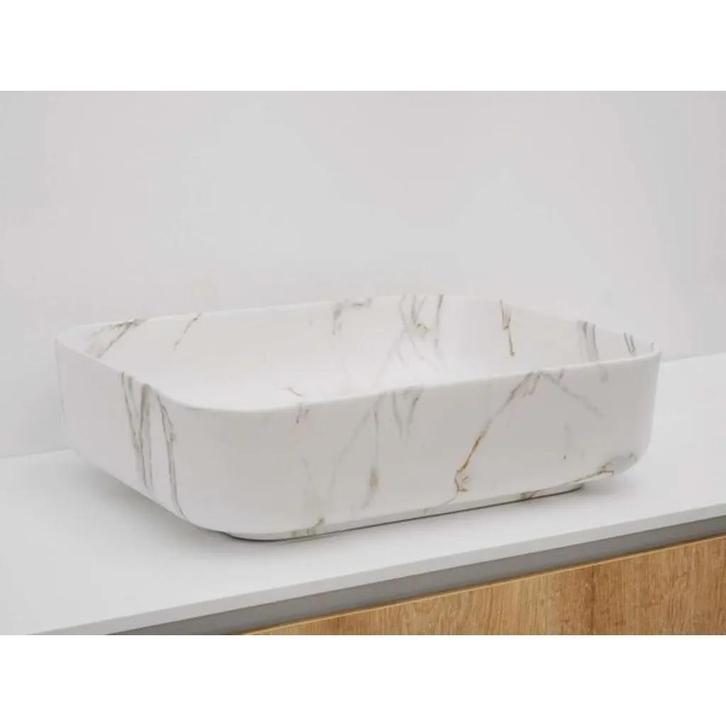 Riho Livit Waskom keramiek rechthoek 50x39x13 marmer mat wit, Doe-het-zelf en Verbouw, Sanitair, Nieuw, Ophalen of Verzenden