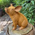sculptuur, Tuinbeeld Playfull Piglet - 28.5 cm - Gietijzer