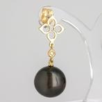 Oorbellen - 18 karaat Geel goud Diamant (Natuurlijk) - Parel, Sieraden, Tassen en Uiterlijk, Oorbellen, Nieuw