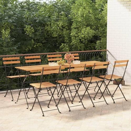 vidaXL Bistrostoelen 8 st inklapbaar massief teakhout en, Tuin en Terras, Tuinstoelen, Nieuw, Hout, Verzenden