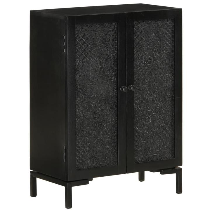 vidaXL Dressoir 55x30x77 cm massief mangohout en ijzer zwart, Huis en Inrichting, Kasten | Dressoirs, 25 tot 50 cm, Nieuw, 50 tot 100 cm