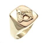 Gouden zegelring paardenhoofd portret, Sieraden, Tassen en Uiterlijk, Ringen, Gebruikt, Overige kleuren, 20 of groter, Heer