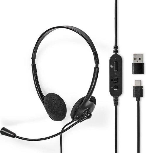 Nedis PC-Headset - On-Ear - Stereo - USB Type-A / USB Type-C, Audio, Tv en Foto, Koptelefoons, Verzenden