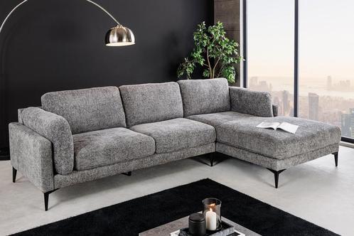 Design hoekbank MANHATTAN 295cm Grijze getextureerde stof, Huis en Inrichting, Banken | Bankstellen, Ophalen of Verzenden