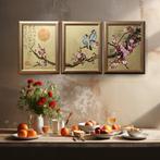 Ksavera - Japanese sakura J371 - triptych in gold frame