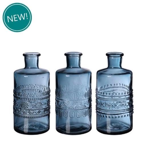 Gekleurd glazen flesje porto dark blue  / stuk bottle ø7,5, Hobby en Vrije tijd, Knutselen, Nieuw, Ophalen of Verzenden