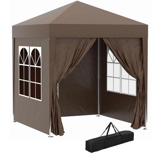 TRUUSK Vouwpaviljoen 2x2m Met 4 Zijwanden En Ramen, UV-besch, Tuin en Terras, Partytenten, Nieuw, Verzenden