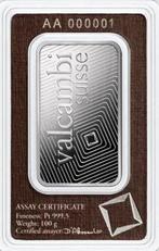 100 gram - Platina - Valcambi, Switzerland - Verzegeld en, Postzegels en Munten, Edelmetalen en Baren